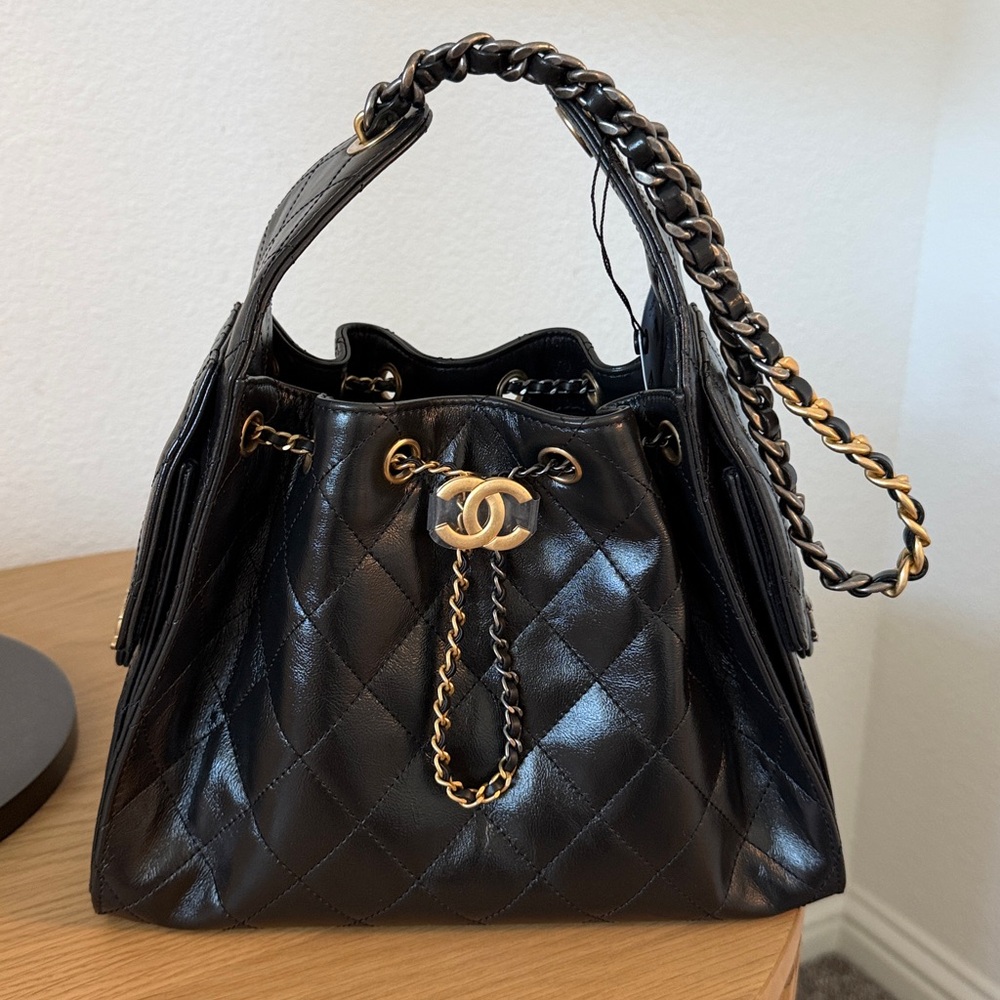 New Chanel 25 Handbag Small Calfskin Black with Two Tone Hardware - Picture 13 of 16